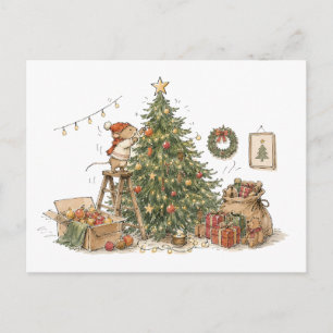 Carte Postale Joli décor de souris pour l'arbre de Noël pour les