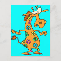 joli dessin animé de la girafe de fleurs hippies v
