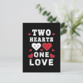 Carte Postale Joli Deux Cœurs Un Amour Anniversaire Saint-Valent (Debout devant)