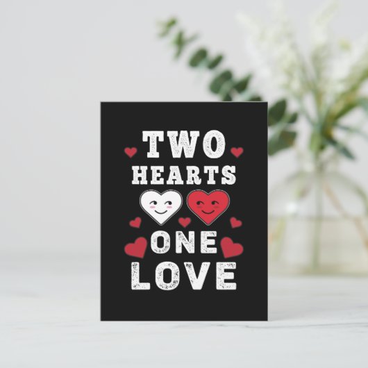 Carte Postale Joli Deux Cœurs Un Amour Anniversaire Saint-Valent (Debout devant)