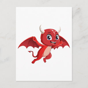Carte Postale Joli diable volant de dessin animé