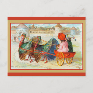 Carte Postale Joli Dinde de la Ville de Thanksgiving Vintage