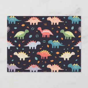 Carte Postale Joli dinosaure, motif de dinosaure coloré marine