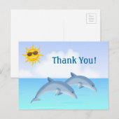 Carte Postale Joli Dolphins Ocean Beach Merci (Devant / Derrière)