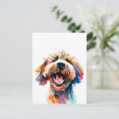 Carte Postale Joli Doodle coloré Labradoodle Art (Debout devant)