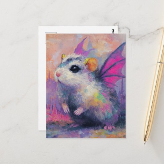 Carte Postale Joli dragon hamster (Devant/Arrière en situation)