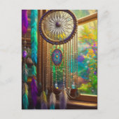 Carte Postale Joli Dreamcatcher en Boho violet fenêtre (Devant)