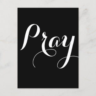 Carte Postale joli écriture de script PRAY  