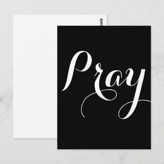 Carte Postale joli écriture de script PRAY | (Devant / Derrière)