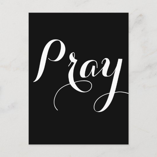 Carte Postale joli écriture de script PRAY | (Devant)