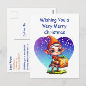 Carte Postale Joli elfe de Noël personnalisé (Devant / Derrière)