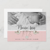 Carte Postale Joli En Rose B&W Faire-part de naissance Photo (Devant / Derrière)