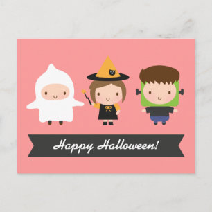 Carte Postale Joli enfant Halloween Trick ou traitement