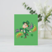 Carte Postale Joli et souriant dancing leprechaun, un arc-en-cie (Debout devant)