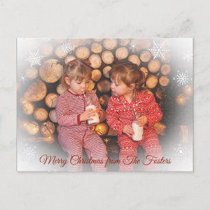 Carte Postale Joli Faded Snowflake Famille Photo Noël