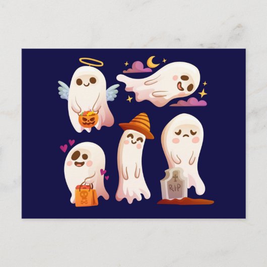 Carte Postale Joli fantôme d'Halloween (Devant)