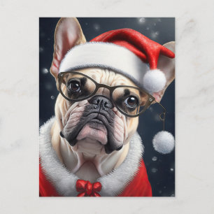 Carte Postale Joli French Bulldog Père Noël Noël Conception