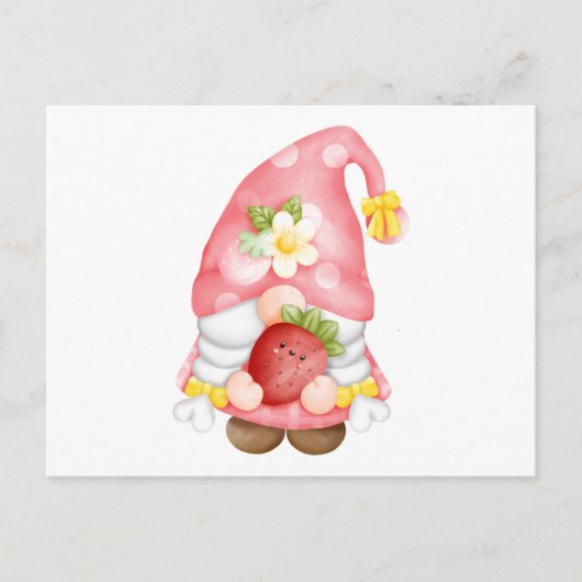 Carte Postale Joli Gnome de Fraise (Devant)