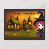 Carte Postale Joli Halloween Anime sorcier Citrouille (Devant)