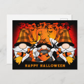 Carte Postale Joli Halloween Gnome Orange Plaid (Devant / Derrière)