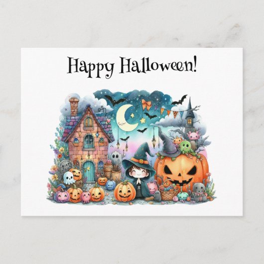 Carte Postale Joli Halloween Kawaii (Devant)