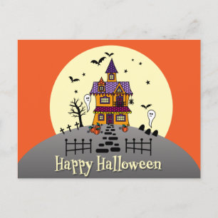 Carte Postale Joli Halloween Maison Hantée