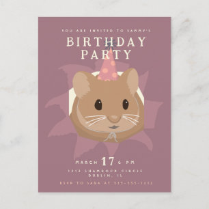 Carte Postale Joli hamster d'anniversaire aux tons feutrés