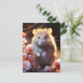 Carte Postale Joli hamster dans les fleurs (Debout devant)