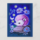 Carte Postale Joli Hérisson Avec Lune (Devant)