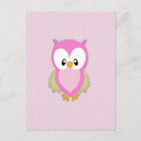 Joli hibou rose pois rose motif impression