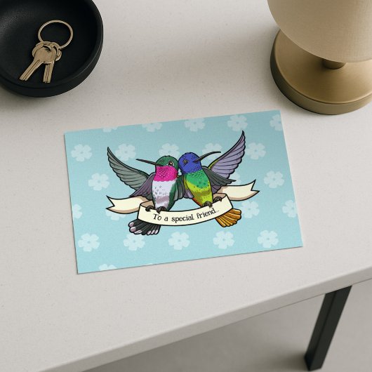 Carte Postale Joli Hummingbirds À Un Dessin Spécial Ami