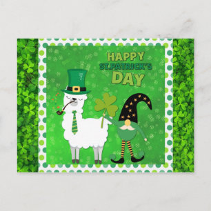 Carte Postale Joli Irlandais St Patrick's Day Gnome Green Shamro