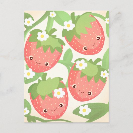 Carte Postale Joli jardin de fraises (Devant)
