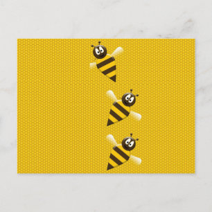 Carte Postale Joli Jaune Brown Abstrait Miel abeilles Motif