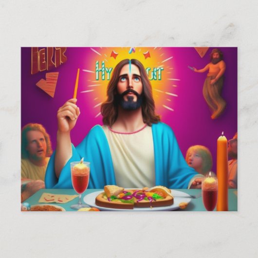 Carte Postale Joli Jésus coloré à son anniversaire (Devant)