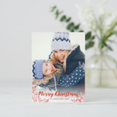 Carte Postale Joli Joyeux Noël Rouge Script Photo (Debout devant)