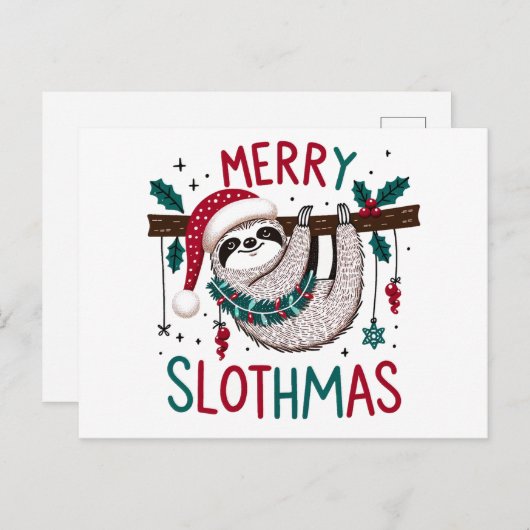 Carte Postale Joli Joyeux Slothmas (Devant / Derrière)