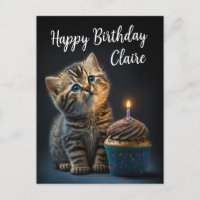 Joli Kitten Souhaitant Bonne Anniversaire, Personn