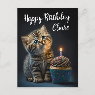 Carte Postale Joli Kitten Souhaitant Bonne Anniversaire, Personn