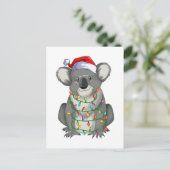 Carte Postale Joli koala dans les lumières de Noël (Debout devant)