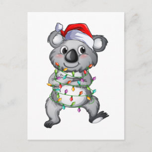 Carte Postale Joli koala dans les lumières de Noël