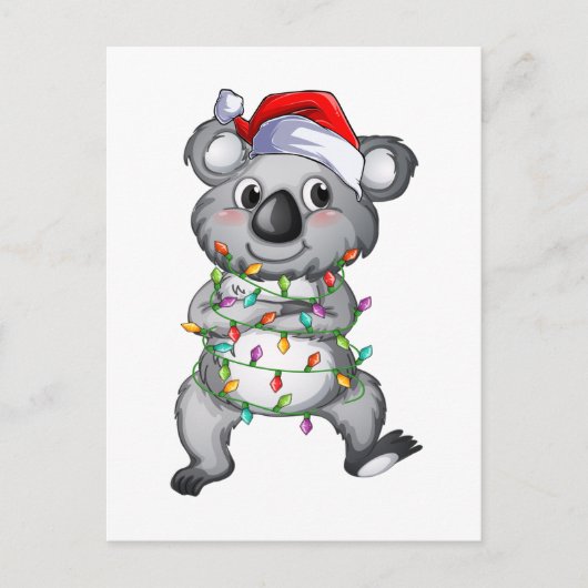 Carte Postale Joli koala dans les lumières de Noël (Devant)