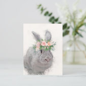 Carte Postale Joli lapin avec Portrait Couronne Fleur (Debout devant)