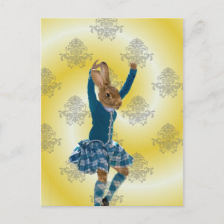 Carte Postale Joli lapin Danseur écossais des montagnes
