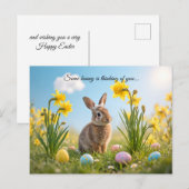 Carte Postale Joli lapin de Pâques et jonquille (Devant / Derrière)