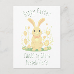 Carte Postale Joli Lapin De Pâques Et Oeufs D'Or Préscolaire