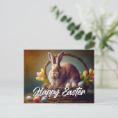 Carte Postale Joli Lapin de Pâques Heureux (Debout devant)