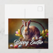 Carte Postale Joli Lapin de Pâques Heureux (Devant / Derrière)