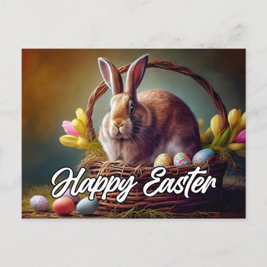 Carte Postale Joli Lapin de Pâques Heureux (Devant)