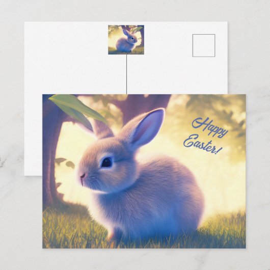 Carte Postale Joli lapin de Pâques, Joyeuses Pâques - personnali (Devant / Derrière)